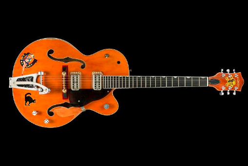 Picture of shiny brown Gretsch electric guitar.